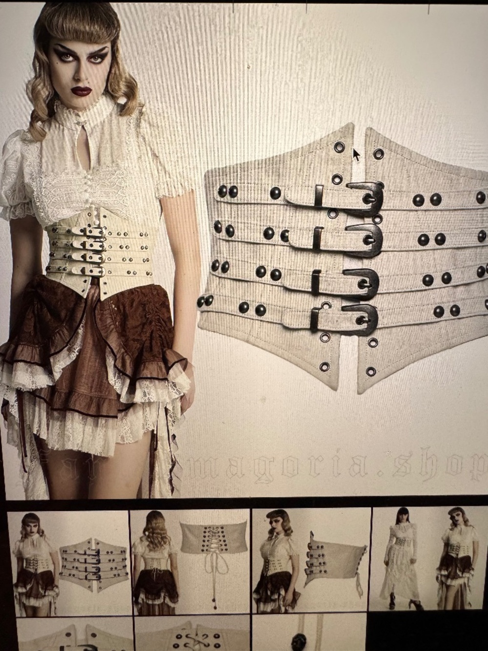 Punk Rave corset waist clincher belt BROWN